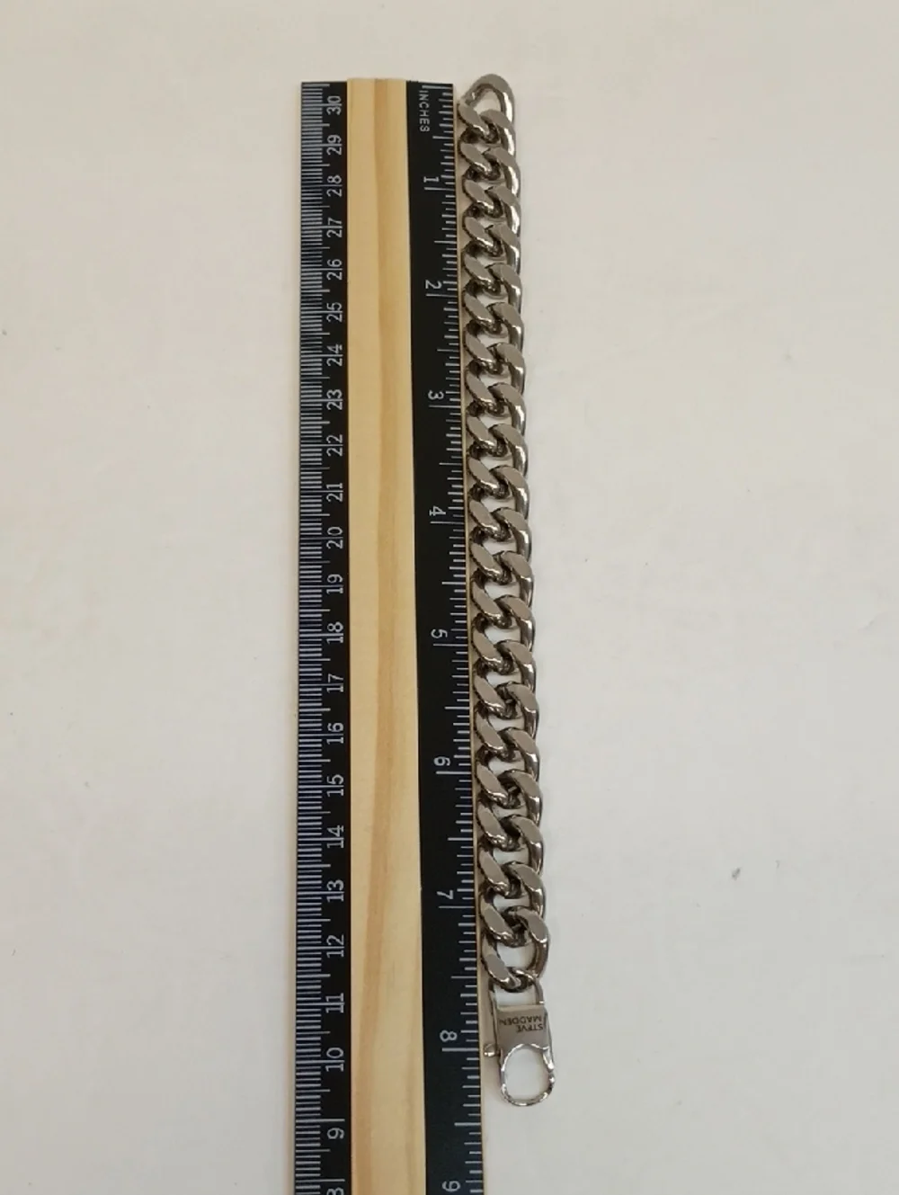 Steve Madden Silver Curb Link Chain Bracelet Chunky Metal Men’s
